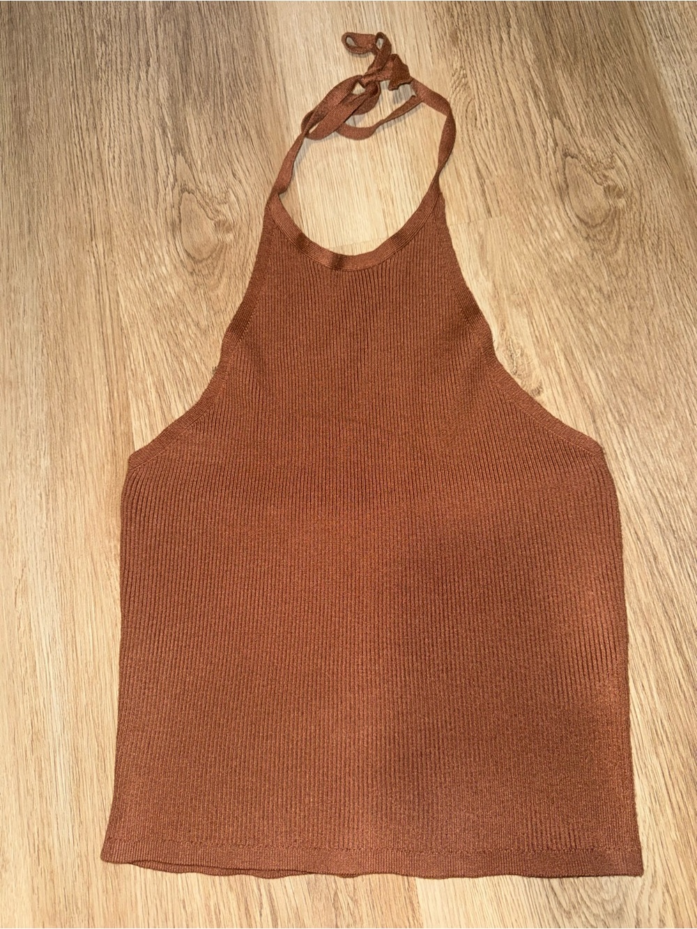 Women’s Halter Knit Tank Top - Rust Brown